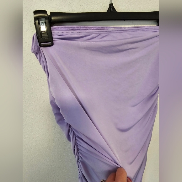 Sincerely Jules Lavender Strapless Midi Ruched Dress Women's Size Large NWT - Picture 6 of 8